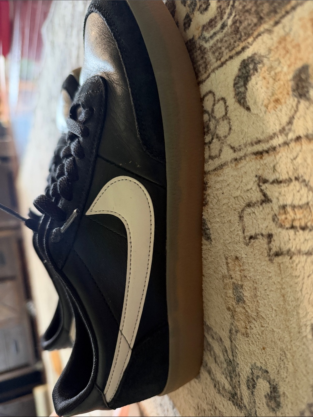 Nike Men’s kill shot Black Sneakers with White Swoosh and Gum Sole